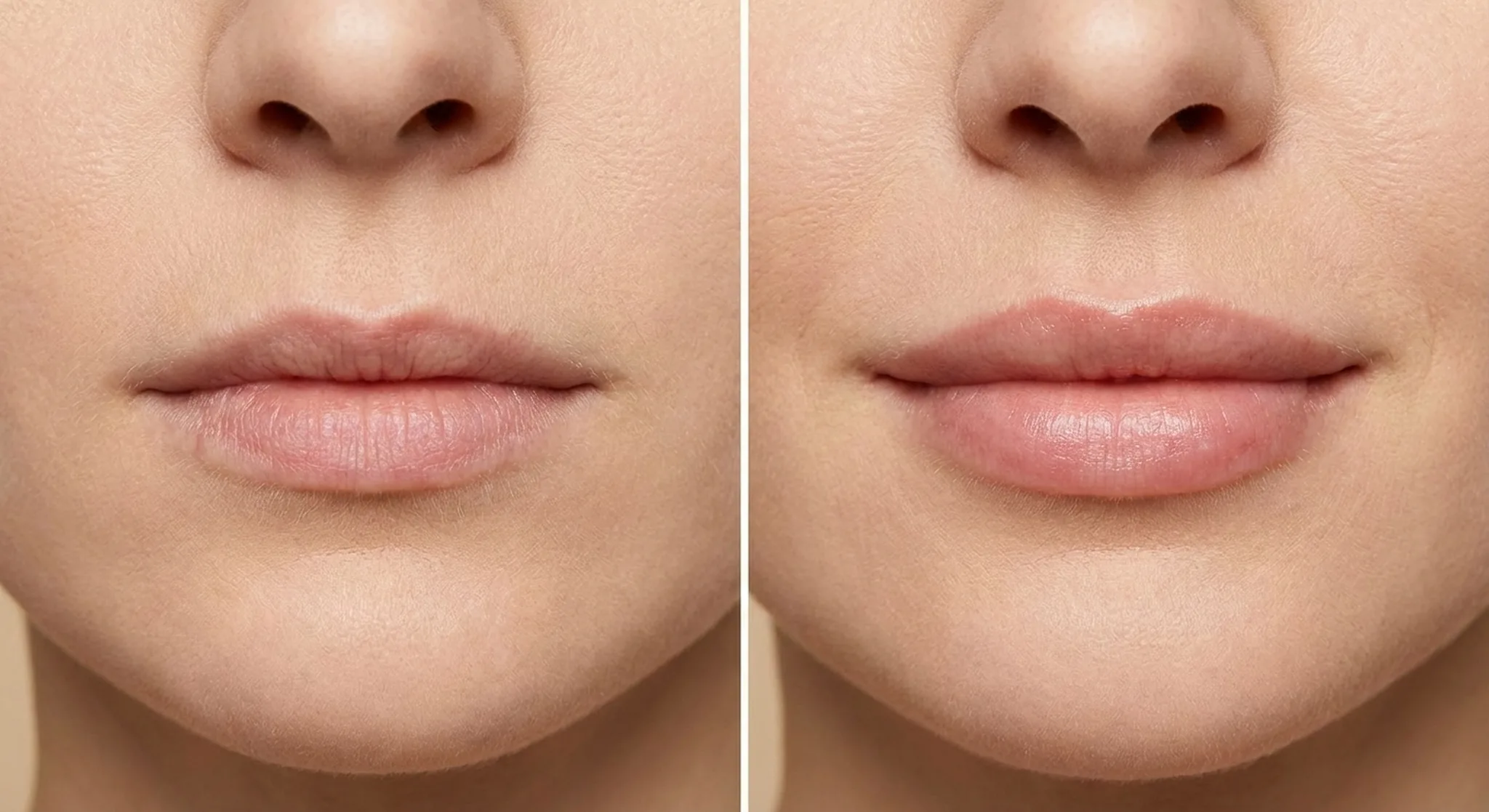 Emily before and after lip contour refinement, white female lips before and after case