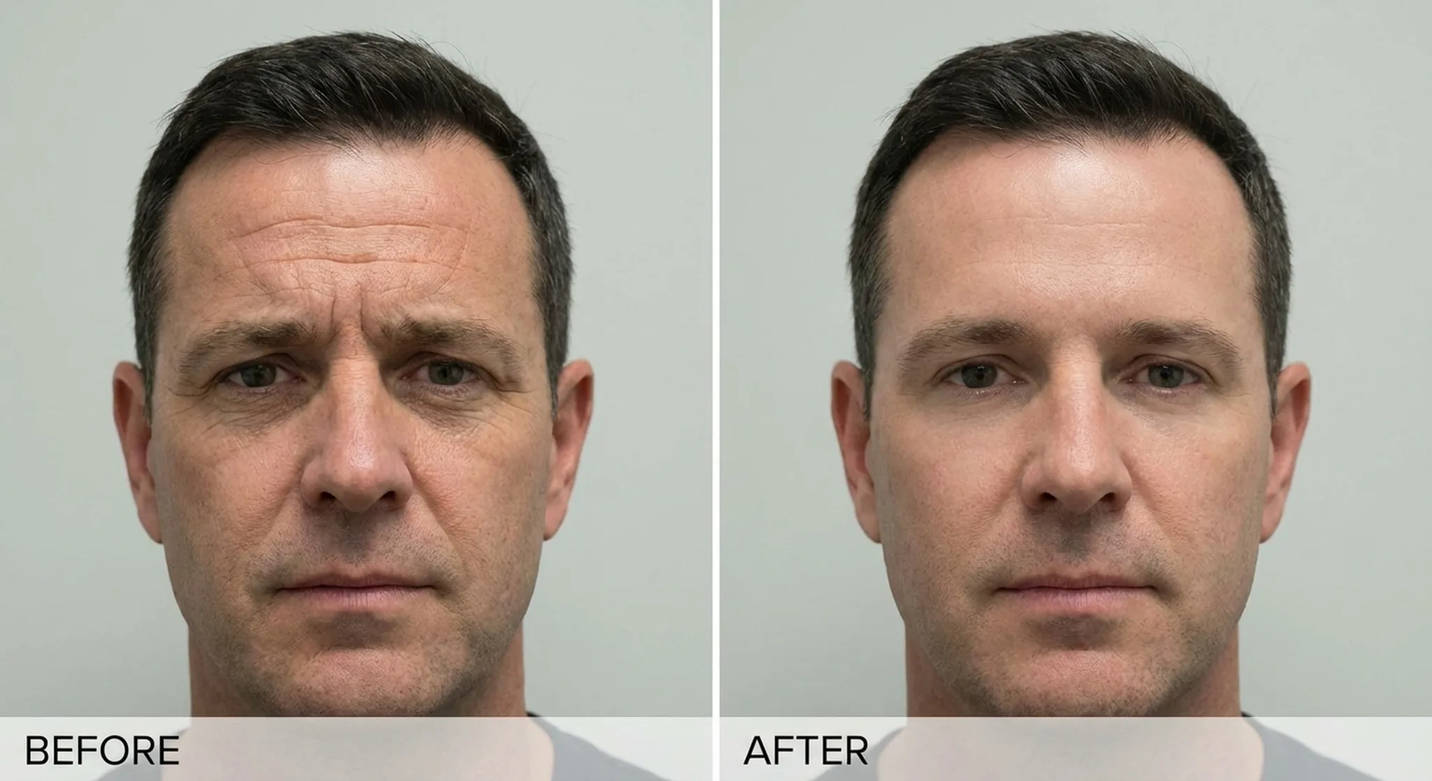 James before and after Botox for forehead lines with plan reviewed over 3 months