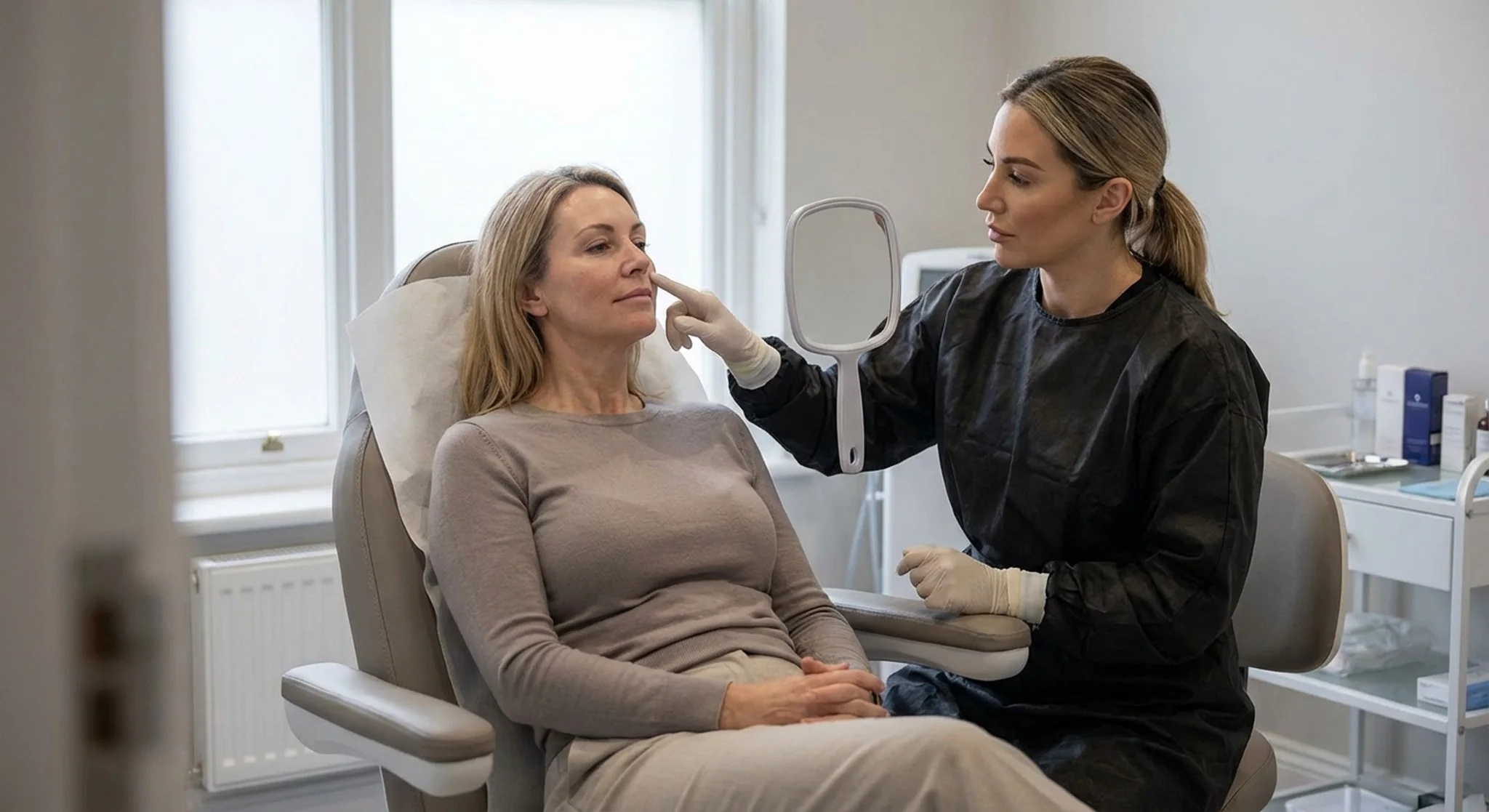 Cheek filler supporting midface lift